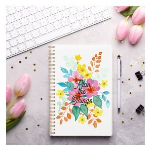 "Planen Sie die Dinge" Aquarell-Blumenplaner Planer