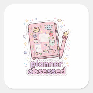 Planer Besessener Kawaii Rosa Planer Aufkleber