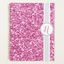 Planer mit rosa Glitter-Monogramm