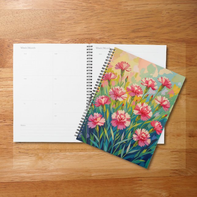 Planer mit rosa Nelken (Planner with pink carnations)