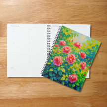 Planer mit rosa Rosen