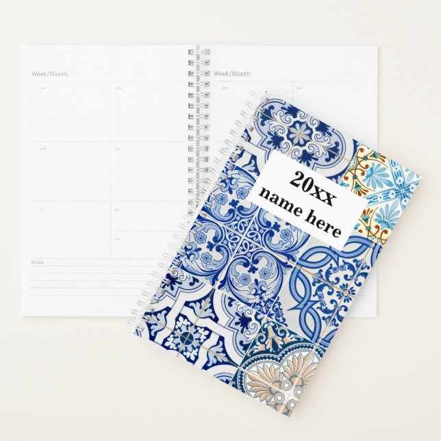 Planer personalisiert Blue Mediterrane Tiles (Anzeige)