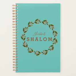 Planer Shabbat Shalom Green Brown Kranz