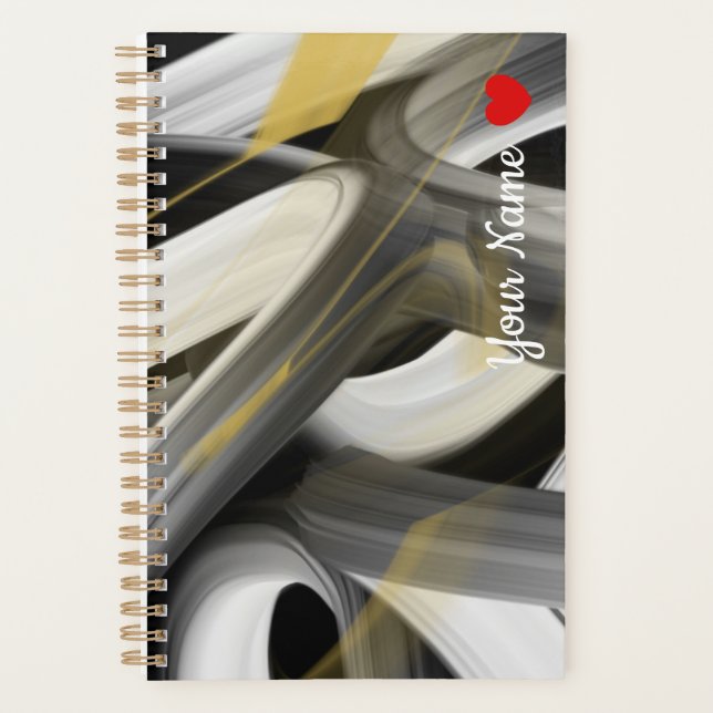 Planer Trend Abstrakt Art Schwarz-weiß Gold (Vorderseite)