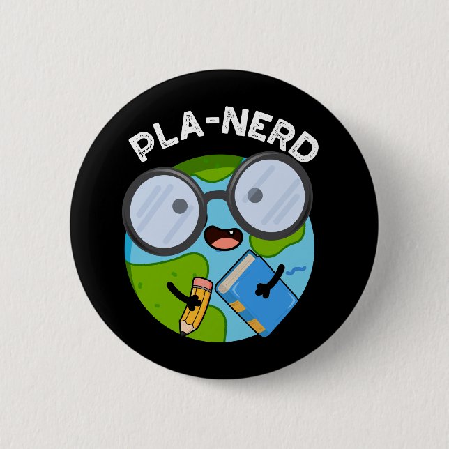 Planerd Lustige Planet-Wortspiele Dunkler Hintergr Button (Vorderseite)