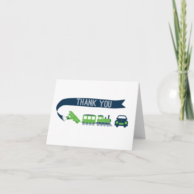 Planes Train and Automobiles Thank You Card Dankeskarte (Vorderseite)