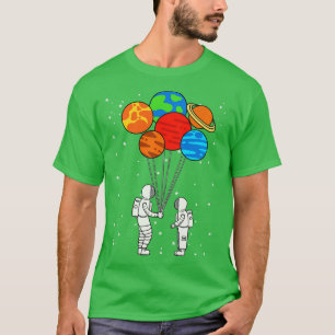 Planet Ballons Astronaut Planeten Galaxie Weltraum T-Shirt