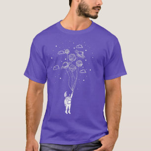 Planet Balloons Sterne Wolken Weltraumatronen T-Shirt
