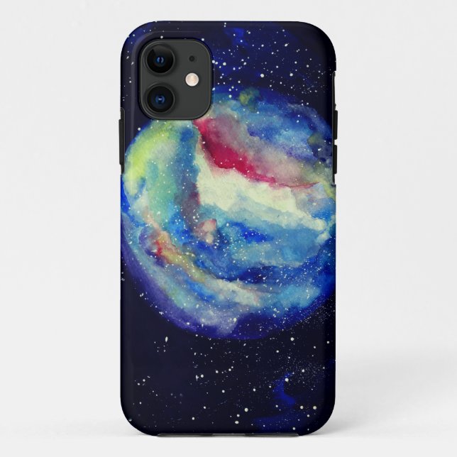 Planet Case, Wasserfarben-Cosmos-Kunst Case-Mate iPhone Hülle (Rückseite)