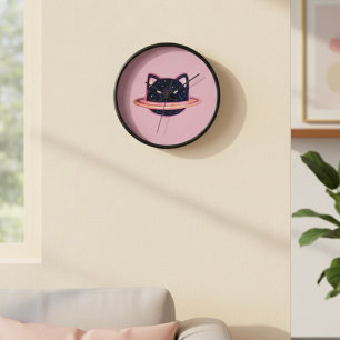 Planet Cat Clock Uhr