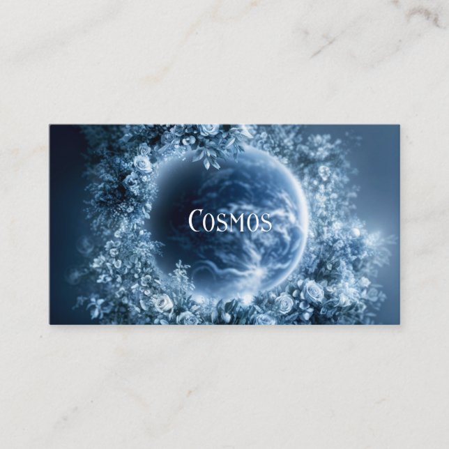 Planet Earth Floral Wreath Starry Night Visitenkarte (Vorderseite)