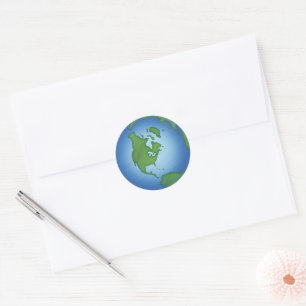Planet Earth Green Blue Seas Green Continents Runder Aufkleber