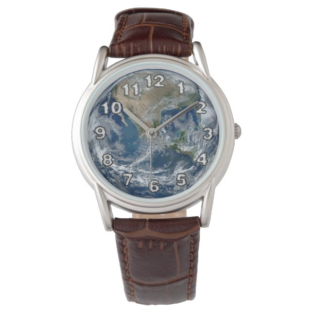 Planet Erde aus dem Weltraum mit Wolken Armbanduhr (Vorderseite)