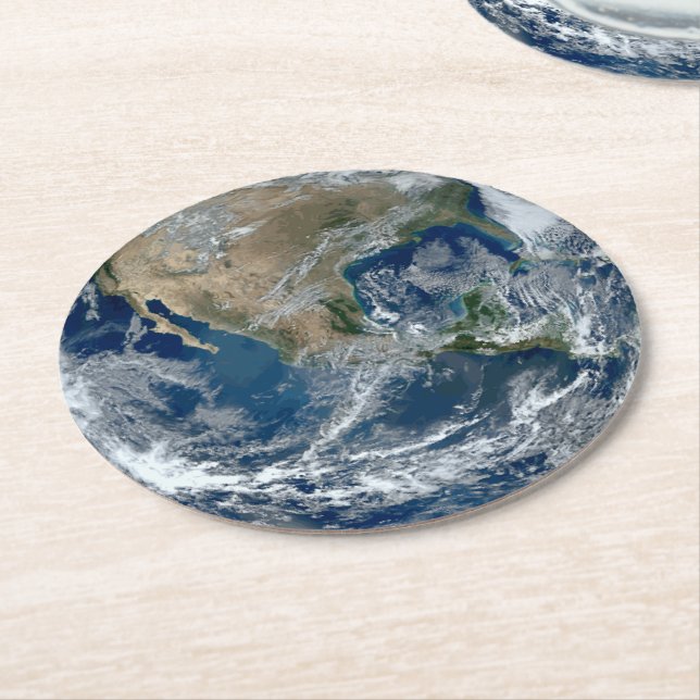 Planet Erde aus dem Weltraum mit Wolken Runder Pappuntersetzer (Angewinkelt)