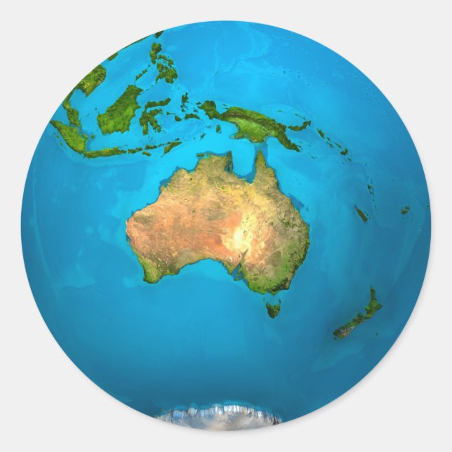 Planet Erde - Australien - Farbenfrohe Welt. 3d Runder Aufkleber (Vorderseite)
