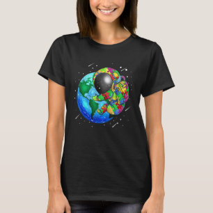 Planet Erde Autismus Kinder Puzzle Astronaut Sonne T-Shirt