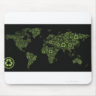 Planet Erde, bestehend aus recycelnd Symbolen Mousepad