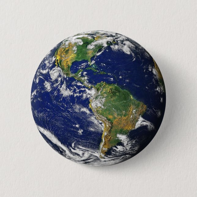 Planet Erde Brosche Button (Vorderseite)