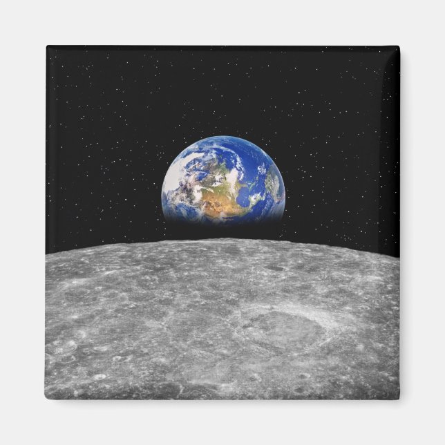 Planet Erde erhebt sich über den Mond Magnet (Vorne)