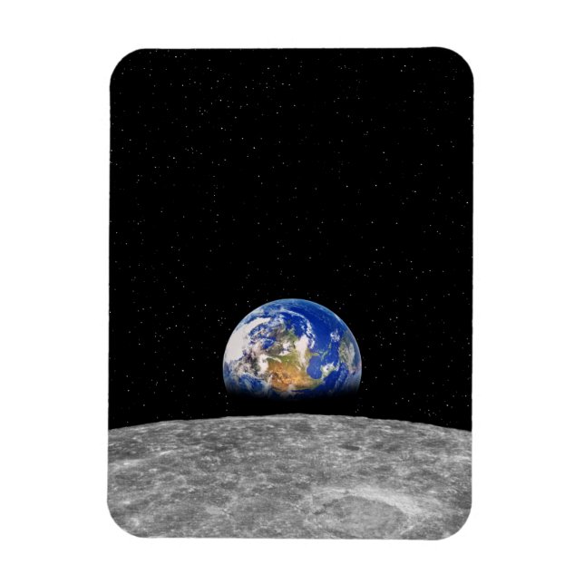 Planet Erde erhebt sich über den Mond Magnet (Vertikal)