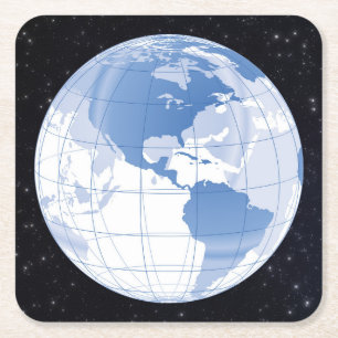 Planet-Erde-Globe mit Sternen Rechteckiger Pappuntersetzer