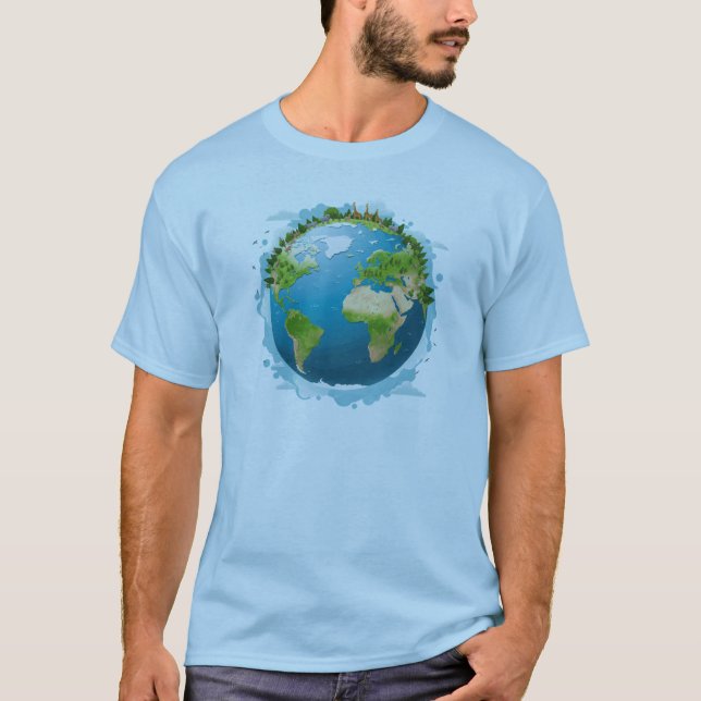 Planet Erde mit Tieren T-Shirt (Vorderseite)