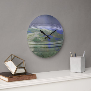 Planet Erde mit Wasserwellen Große Wanduhr