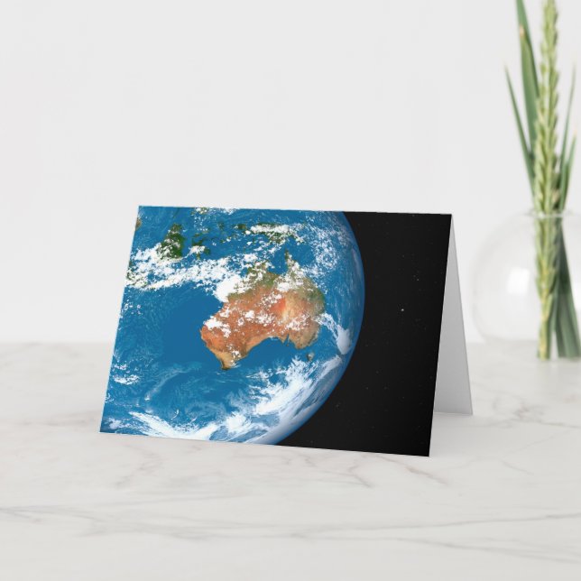 Planet Erde mit Wolken über Australien. Karte (Vorderseite)