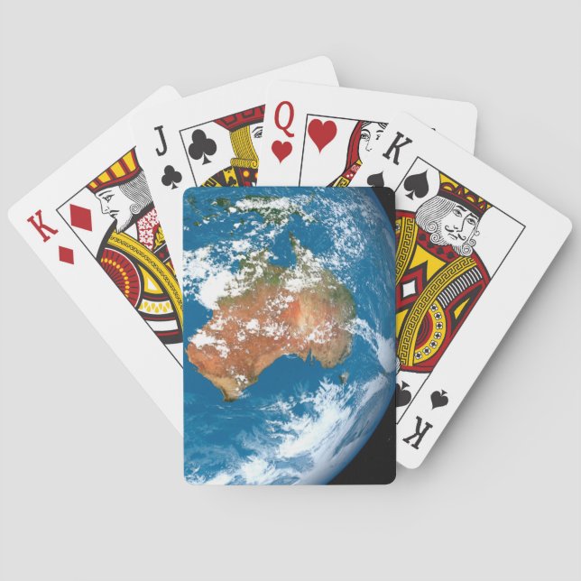 Planet Erde mit Wolken über Australien. Spielkarten (Rückseite)