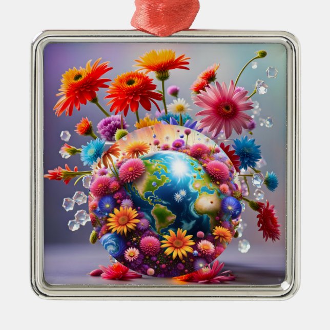 Planet Erde Ornament Aus Metall (Vorne)