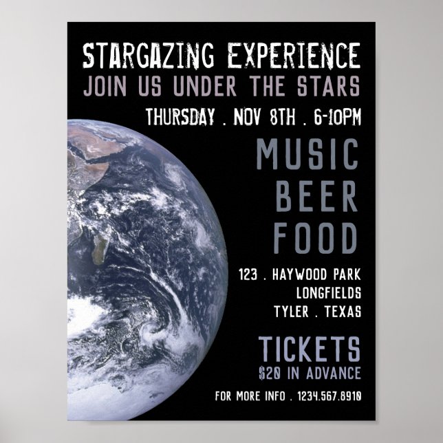 Planet Erde, Planetarium Eventwerbung Poster (Vorne)