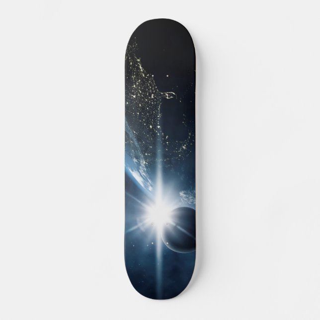 Planet Erde Space View Skateboard (Vorderseite)