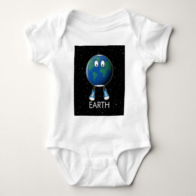 Planet Erde & Sterne Baby Strampler (Vorderseite)