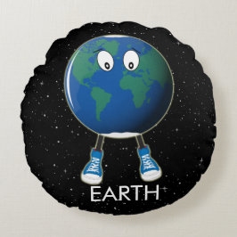 Planet Erde & Sterne Rundes Kissen