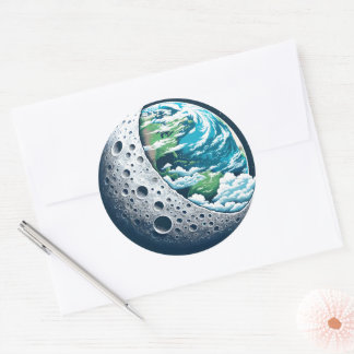 Planet Erde und ihr Mond: Himmelswunder Runder Aufkleber