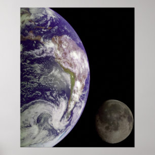 Planet Erde und Mond Poster