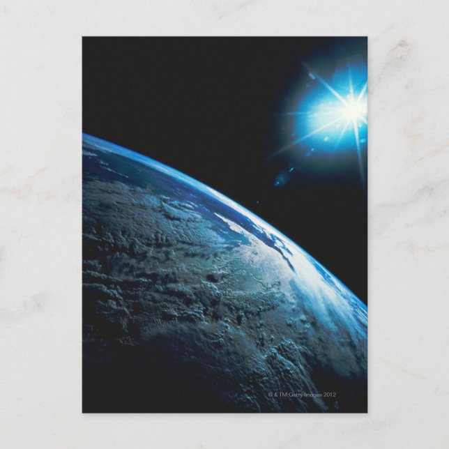 Planet Erde und Sterne aus dem Weltraum Postkarte (Vorderseite)