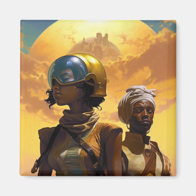 Planet Explorers Afrofuturistische Science Fiction Magnet (Vorne)
