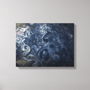 Planet Jupiter Blues Blue White Juno Cam Swirling Leinwanddruck