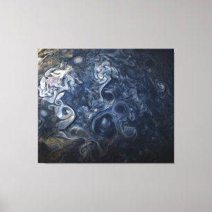 Planet Jupiter Blues Blue White Juno Cam Swirling Leinwanddruck