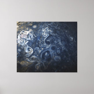 Planet Jupiter Blues Blue White Juno Cam Swirling Leinwanddruck