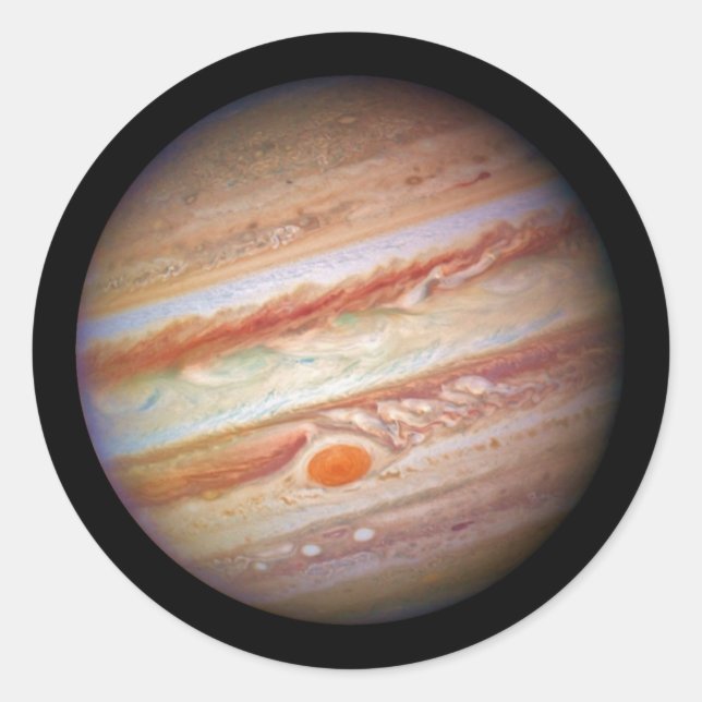 PLANET JUPITER" roter Punkt Kopf auf (Sonnensystem Runder Aufkleber (Vorderseite)