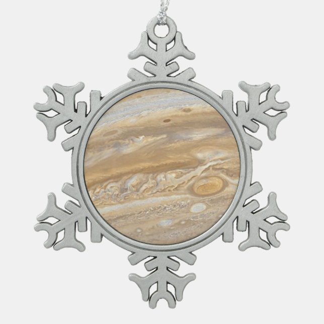 Planet Jupiter Schneeflocken Zinn-Ornament (Vorderseite)