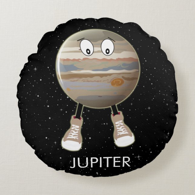 Planet Jupiter & Stars Rundes Kissen (Vorderseite)