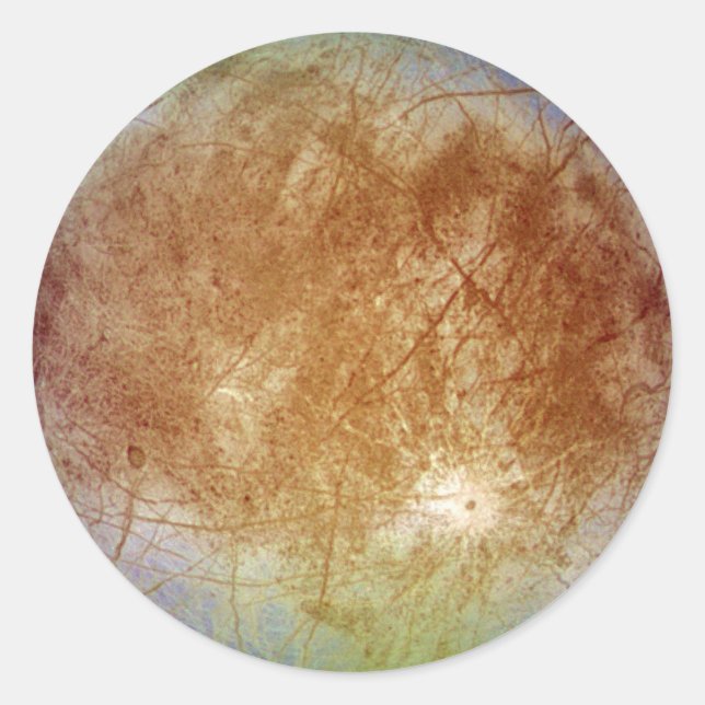 PLANET JUPITER'S MOON EUROPA (Sonnensystem) ~ Runder Aufkleber (Vorderseite)