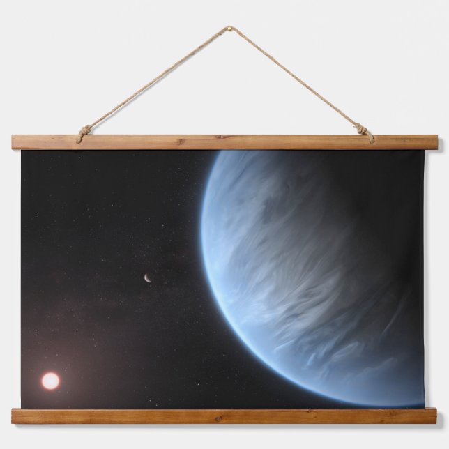 Planet K2-18b, Host Star und Begleitplanet. Wandteppich Mit Holzrahmen (Vorne)