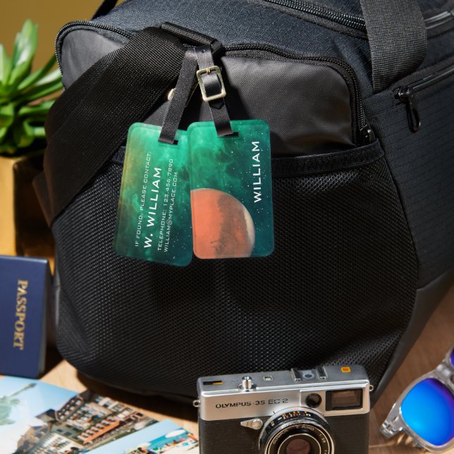 Planet Mars Solar System Space Green Galaxy Gepäckanhänger (Vorderseite & Rückseite)