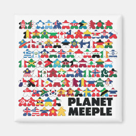 Planet Meeple, Black Text Carré Magnet