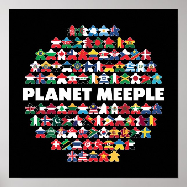 Planet Meeple, Poster en texte blanc (Devant)