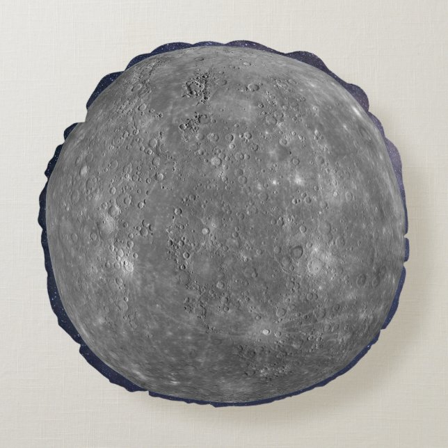 Planet Mercury Rundes Kissen (Vorderseite)